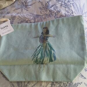 SOHA Living canvas hula dancer Hawaiian zipper pouch clutch bag new